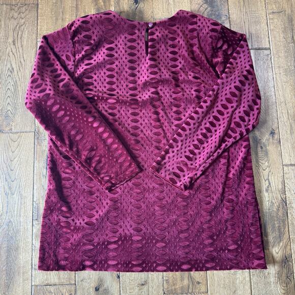 VINTAGE Victoria Morgan Womens Plus Sz 16 Burgundy Velour Blouse & Skirt Set - Picture 11 of 11